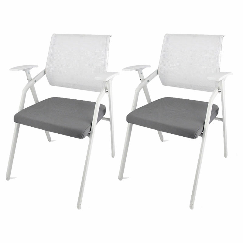 Mid Back Conference Chair with Fixed Arms Modern Office Chair with Metal Frame Light Gray 2 Piece Set Clearhalo 'furn' 'furn_office_chair' 'Furniture' 'furniture_office_chair' 'Office Chairs' 'Office Furniture' 'office_chair' 5011057
