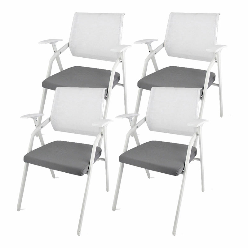 Mid Back Conference Chair with Fixed Arms Modern Office Chair with Metal Frame Light Gray 4 Piece Set Clearhalo 'furn' 'furn_office_chair' 'Furniture' 'furniture_office_chair' 'Office Chairs' 'Office Furniture' 'office_chair' 5011058
