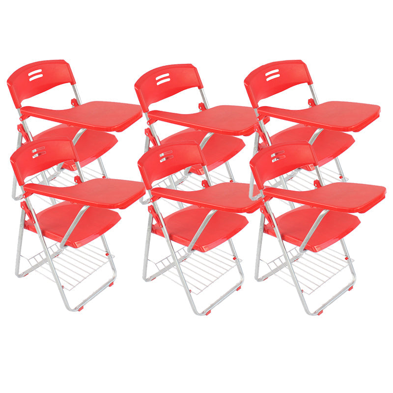 Modern Plastic and Metal Desk Chair with Low Back Home Office Chair Red 6 Piece Set Clearhalo 'furn' 'furn_office_chair' 'Furniture' 'furniture_office_chair' 'Office Chairs' 'Office Furniture' 'office_chair' 5011070
