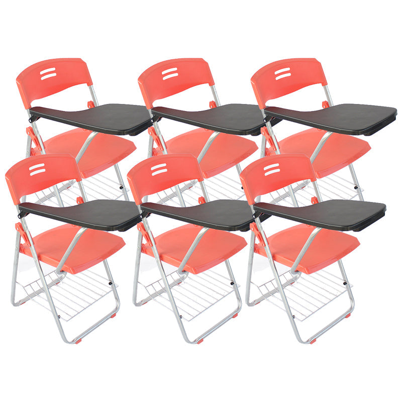 Modern Plastic and Metal Desk Chair with Low Back Home Office Chair Orange-Red 6 Piece Set Clearhalo 'furn' 'furn_office_chair' 'Furniture' 'furniture_office_chair' 'Office Chairs' 'Office Furniture' 'office_chair' 5011077