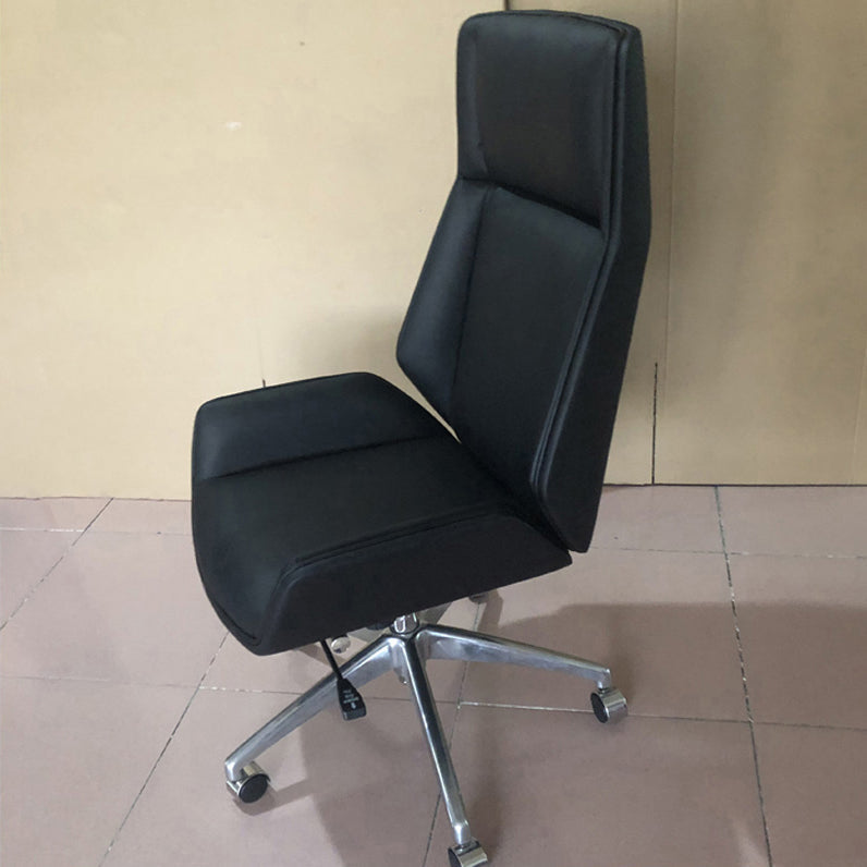 Contemporary Executive Ofiice Chair with Chrome Frame Armless Computer Desk Chair Black Casters Included Clearhalo 'furn' 'furn_office_chair' 'Furniture' 'furniture_office_chair' 'Office Chairs' 'Office Furniture' 'office_chair' 5011084