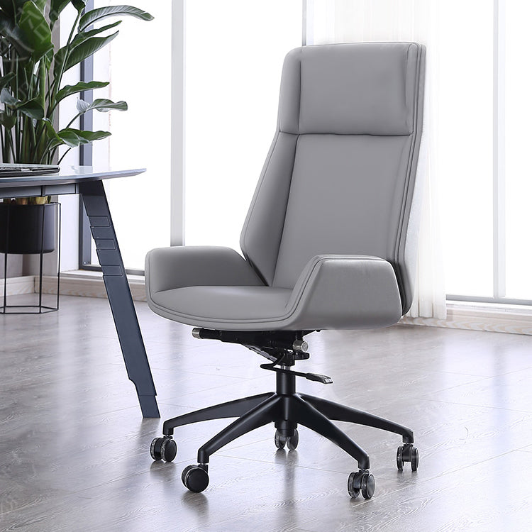 Contemporary Executive Ofiice Chair with Chrome Frame Armless Computer Desk Chair Grey Casters Included Clearhalo 'furn' 'furn_office_chair' 'Furniture' 'furniture_office_chair' 'Office Chairs' 'Office Furniture' 'office_chair' 5011093