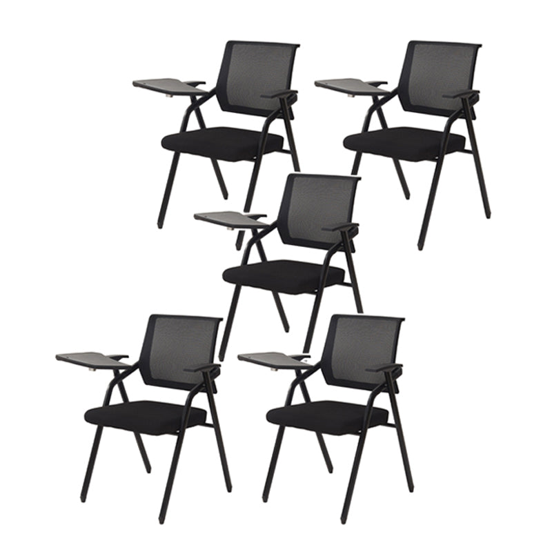 Modern Black Plastic Mesh Desk Chair with Mid Back Home Office Chair Matte Black 5 Piece Set Clearhalo 'furn' 'furn_office_chair' 'Furniture' 'furniture_office_chair' 'Office Chairs' 'Office Furniture' 'office_chair' 5011096