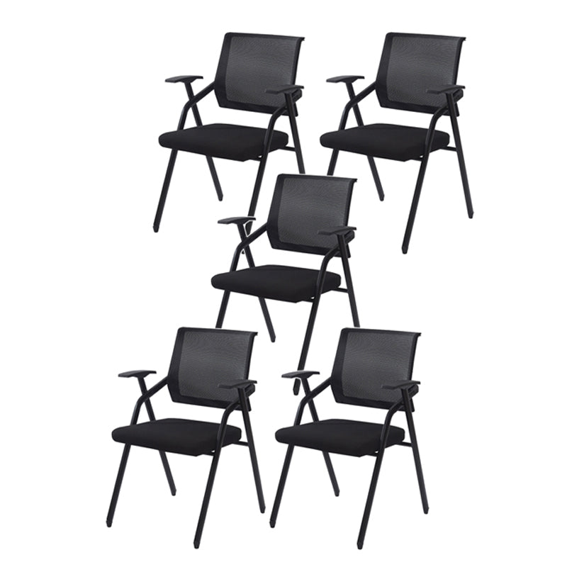 Modern Black Plastic Mesh Desk Chair with Mid Back Home Office Chair Black 5 Piece Set Clearhalo 'furn' 'furn_office_chair' 'Furniture' 'furniture_office_chair' 'Office Chairs' 'Office Furniture' 'office_chair' 5011097