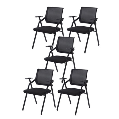 Modern Black Plastic Mesh Desk Chair with Mid Back Home Office Chair Black 5 Piece Set Clearhalo 'furn' 'furn_office_chair' 'Furniture' 'furniture_office_chair' 'Office Chairs' 'Office Furniture' 'office_chair' 5011097