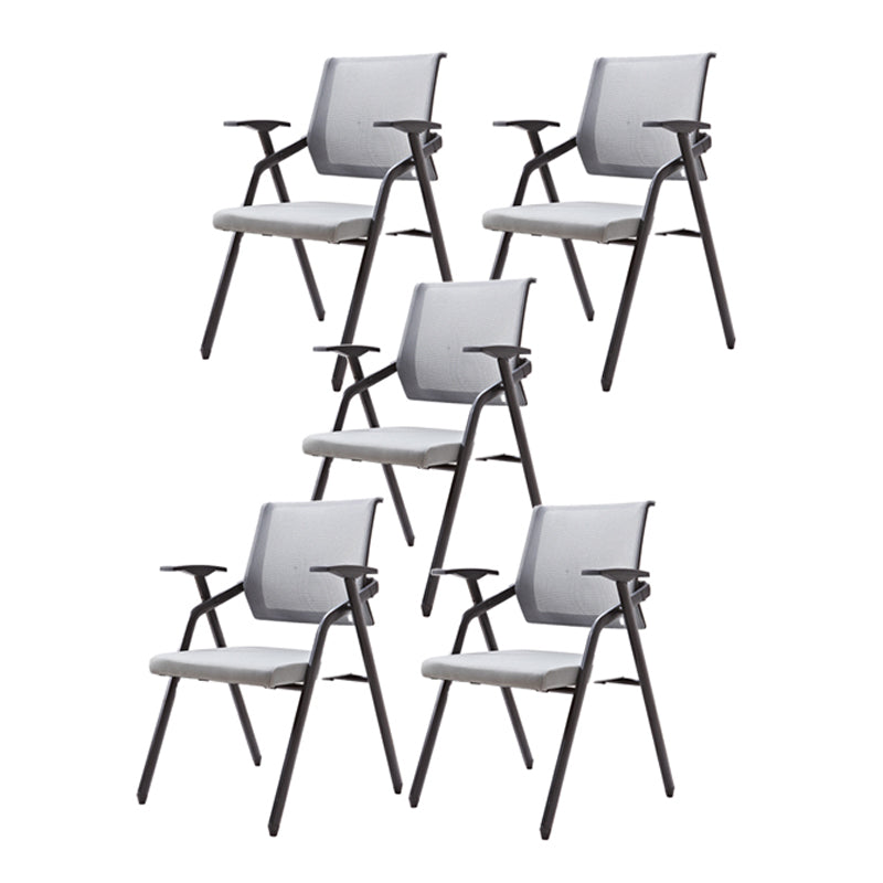 Modern Black Plastic Mesh Desk Chair with Mid Back Home Office Chair Grey 5 Piece Set Clearhalo 'furn' 'furn_office_chair' 'Furniture' 'furniture_office_chair' 'Office Chairs' 'Office Furniture' 'office_chair' 5011100