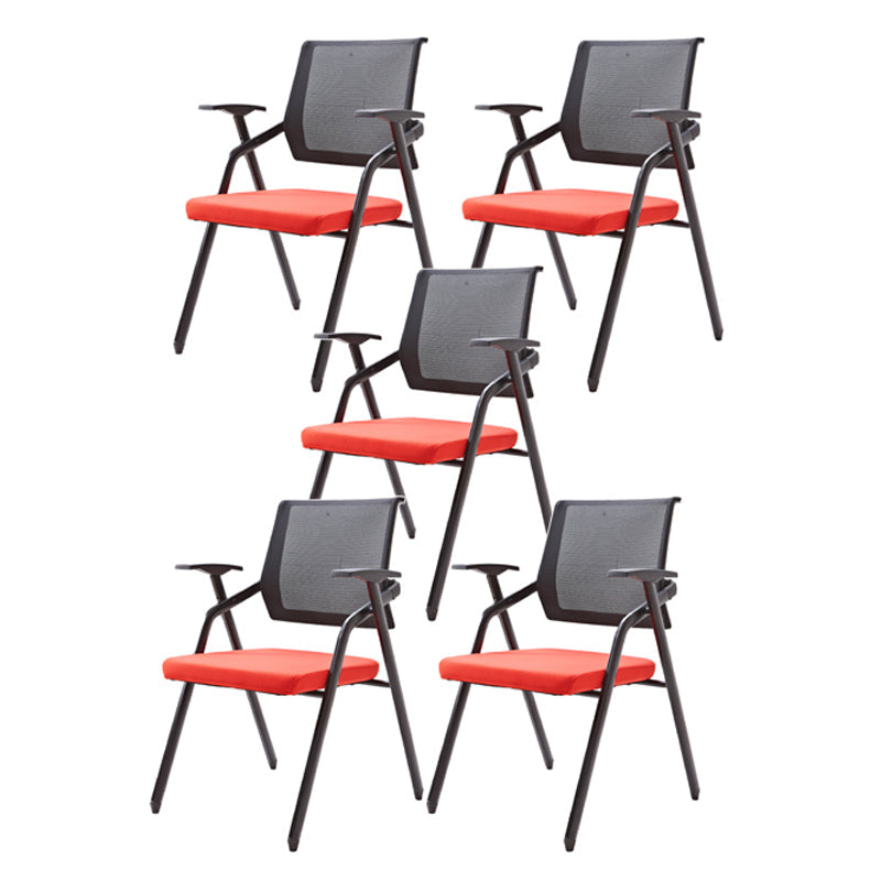Modern Black Plastic Mesh Desk Chair with Mid Back Home Office Chair Black-Orange 5 Piece Set Clearhalo 'furn' 'furn_office_chair' 'Furniture' 'furniture_office_chair' 'Office Chairs' 'Office Furniture' 'office_chair' 5011103