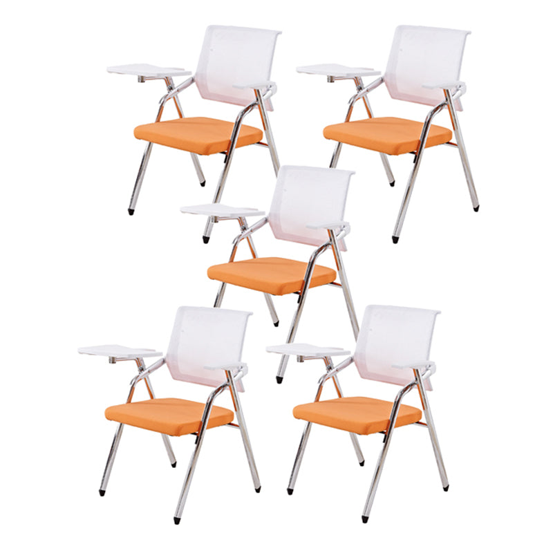 Modern Black Plastic Mesh Desk Chair with Mid Back Home Office Chair White-Saffron 5 Piece Set Clearhalo 'furn' 'furn_office_chair' 'Furniture' 'furniture_office_chair' 'Office Chairs' 'Office Furniture' 'office_chair' 5011105