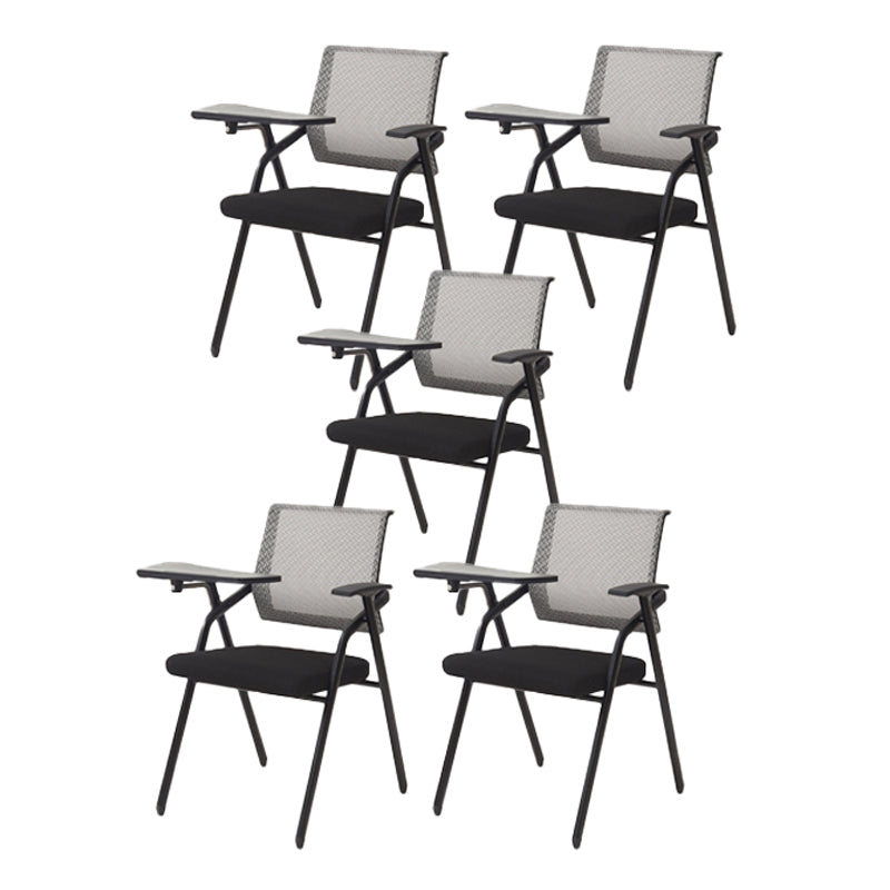 Modern Black Plastic Mesh Desk Chair with Mid Back Home Office Chair Gray Black 5 Piece Set Clearhalo 'furn' 'furn_office_chair' 'Furniture' 'furniture_office_chair' 'Office Chairs' 'Office Furniture' 'office_chair' 5011107