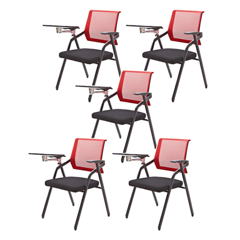 Modern Black Plastic Mesh Desk Chair with Mid Back Home Office Chair Red-Black 5 Piece Set Clearhalo 'furn' 'furn_office_chair' 'Furniture' 'furniture_office_chair' 'Office Chairs' 'Office Furniture' 'office_chair' 5011109