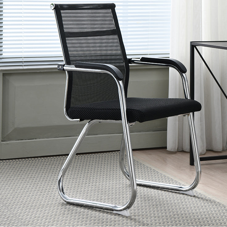 Silver Metal Mesh Modern Conference Chair Mid-Back and High Back Conference Chair Clearhalo 'furn' 'furn_office_chair' 'Furniture' 'furniture_office_chair' 'Office Chairs' 'Office Furniture' 'office_chair' 5011132