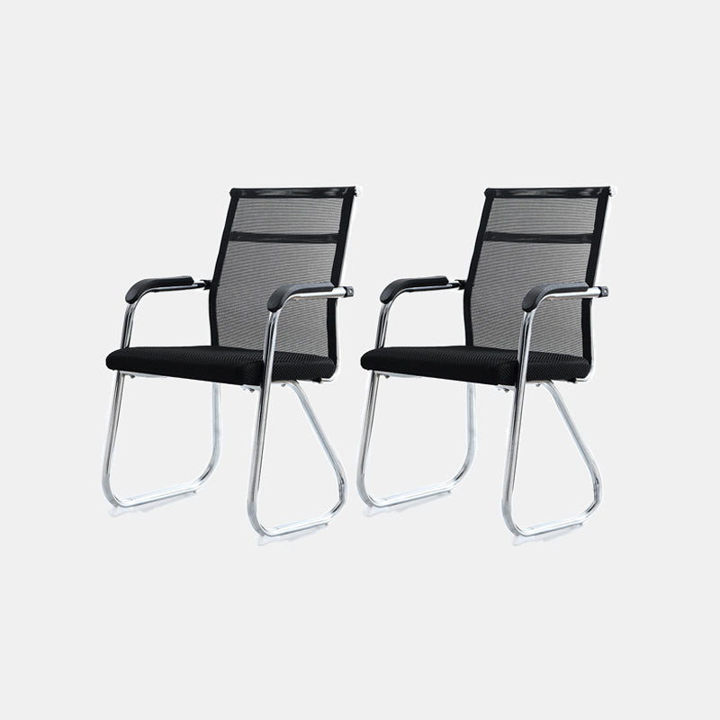Silver Metal Mesh Modern Conference Chair Mid-Back and High Back Conference Chair Black 2 Piece Set Clearhalo 'furn' 'furn_office_chair' 'Furniture' 'furniture_office_chair' 'Office Chairs' 'Office Furniture' 'office_chair' 5011133