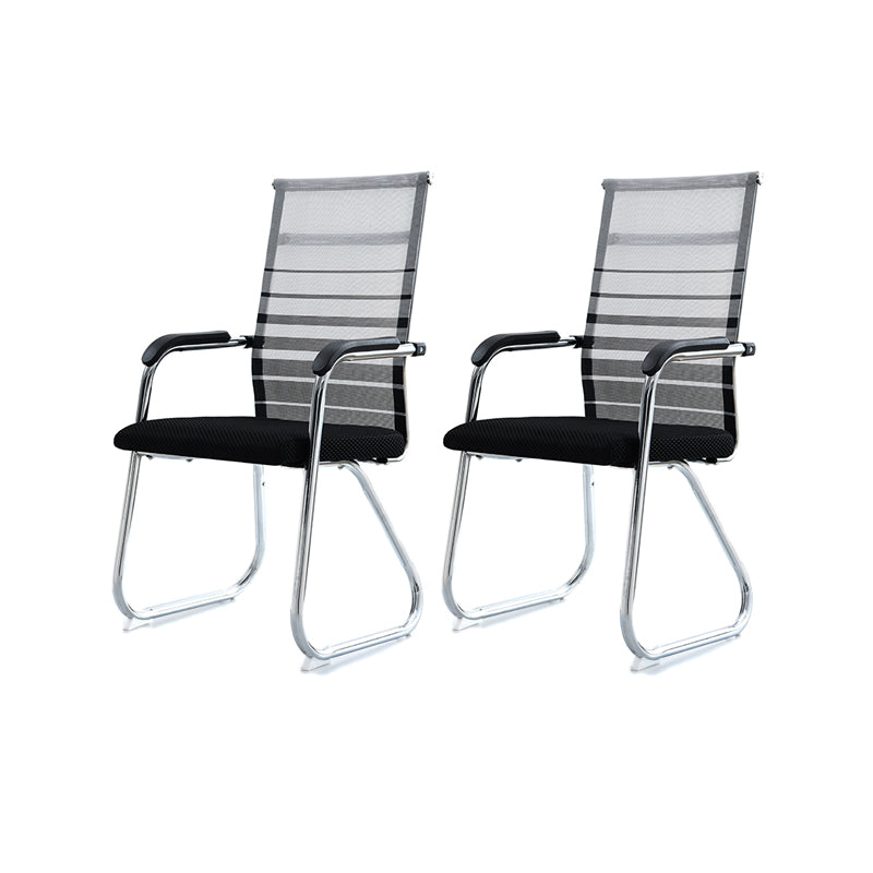 Silver Metal Mesh Modern Conference Chair Mid-Back and High Back Conference Chair Gray Black 2 Piece Set Clearhalo 'furn' 'furn_office_chair' 'Furniture' 'furniture_office_chair' 'Office Chairs' 'Office Furniture' 'office_chair' 5011137