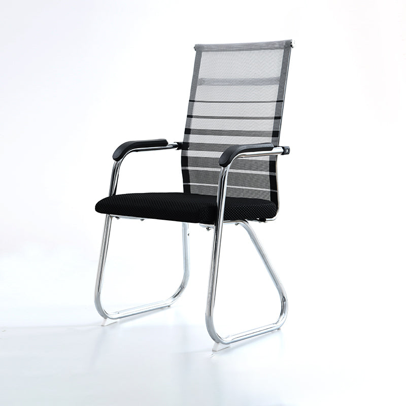 Silver Metal Mesh Modern Conference Chair Mid-Back and High Back Conference Chair Gray Black 1 Piece High-Back (Over 22 in.) Clearhalo 'furn' 'furn_office_chair' 'Furniture' 'furniture_office_chair' 'Office Chairs' 'Office Furniture' 'office_chair' 5011140