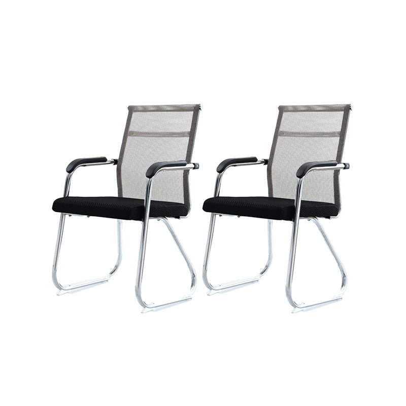 Silver Metal Mesh Modern Conference Chair Mid-Back and High Back Conference Chair Beige 2 Piece Set Clearhalo 'furn' 'furn_office_chair' 'Furniture' 'furniture_office_chair' 'Office Chairs' 'Office Furniture' 'office_chair' 5011141