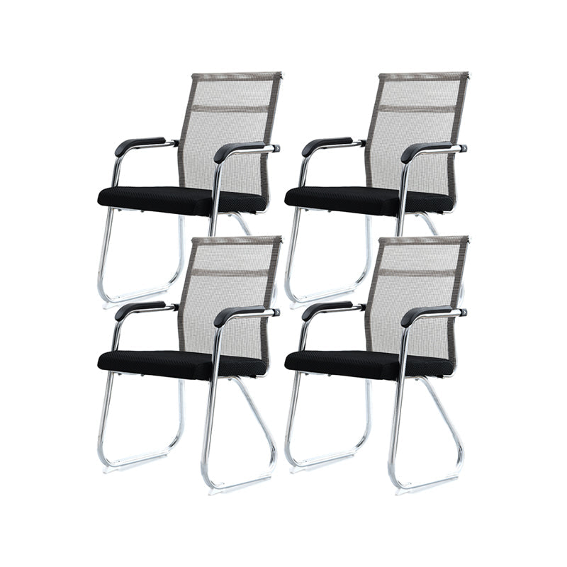 Silver Metal Mesh Modern Conference Chair Mid-Back and High Back Conference Chair Beige 4 Piece Set Clearhalo 'furn' 'furn_office_chair' 'Furniture' 'furniture_office_chair' 'Office Chairs' 'Office Furniture' 'office_chair' 5011142