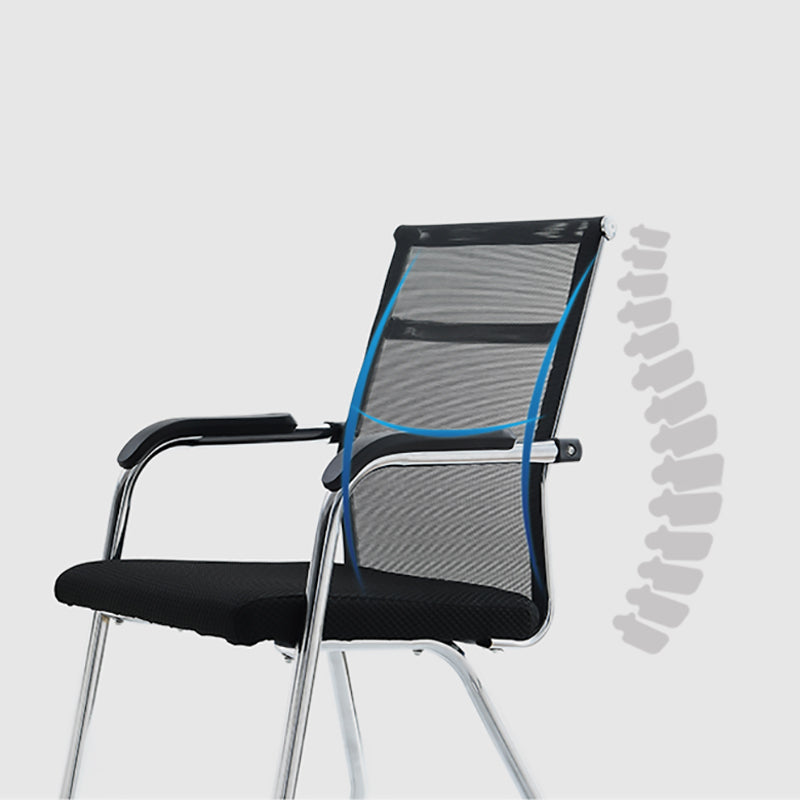 Silver Metal Mesh Modern Conference Chair Mid-Back and High Back Conference Chair Clearhalo 'furn' 'furn_office_chair' 'Furniture' 'furniture_office_chair' 'Office Chairs' 'Office Furniture' 'office_chair' 5011145