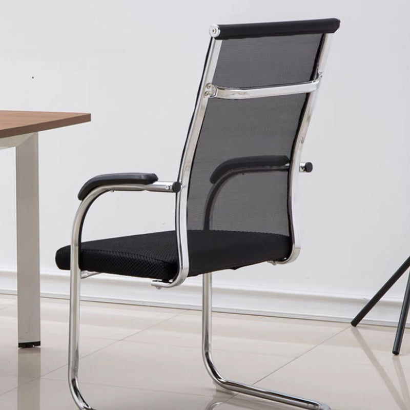 Silver Metal Mesh Modern Conference Chair Mid-Back and High Back Conference Chair Black 1 Piece High-Back (Over 22 in.) Clearhalo 'furn' 'furn_office_chair' 'Furniture' 'furniture_office_chair' 'Office Chairs' 'Office Furniture' 'office_chair' 5011147