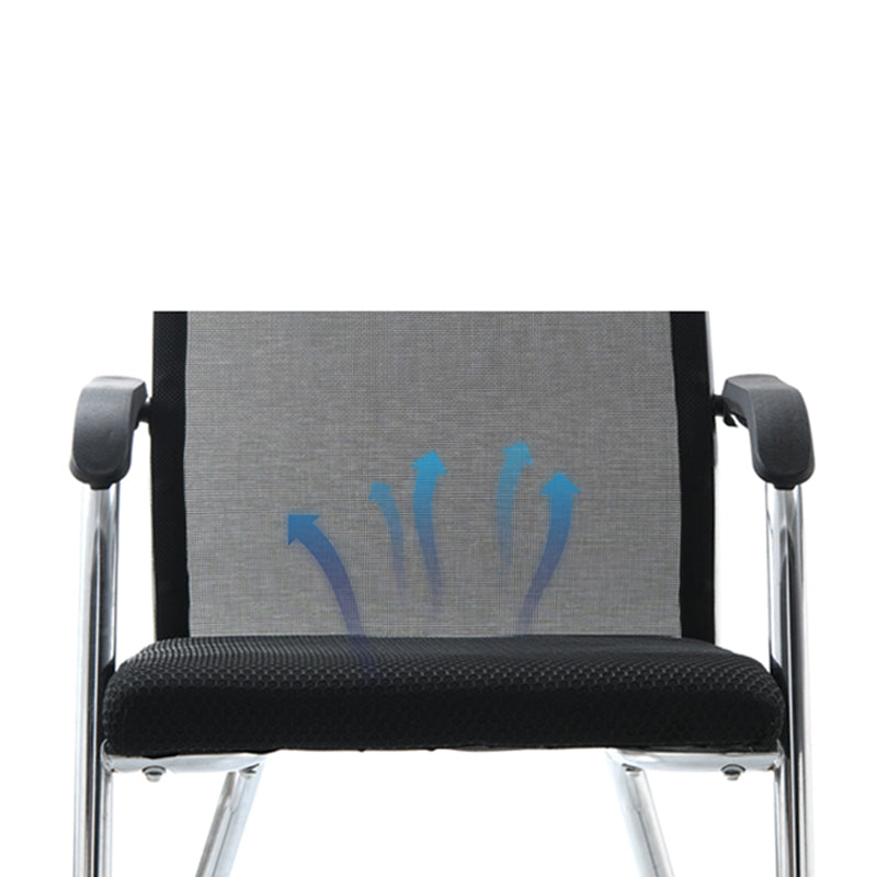 Silver Metal Mesh Modern Conference Chair Mid-Back and High Back Conference Chair Clearhalo 'furn' 'furn_office_chair' 'Furniture' 'furniture_office_chair' 'Office Chairs' 'Office Furniture' 'office_chair' 5011149
