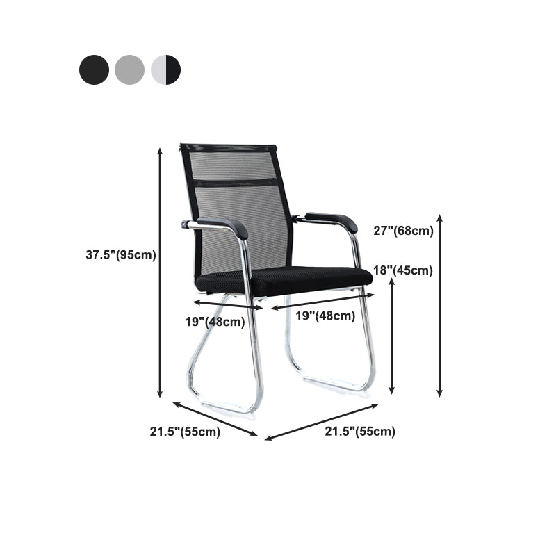 Silver Metal Mesh Modern Conference Chair Mid-Back and High Back Conference Chair Clearhalo 'furn' 'furn_office_chair' 'Furniture' 'furniture_office_chair' 'Office Chairs' 'Office Furniture' 'office_chair' 5011153