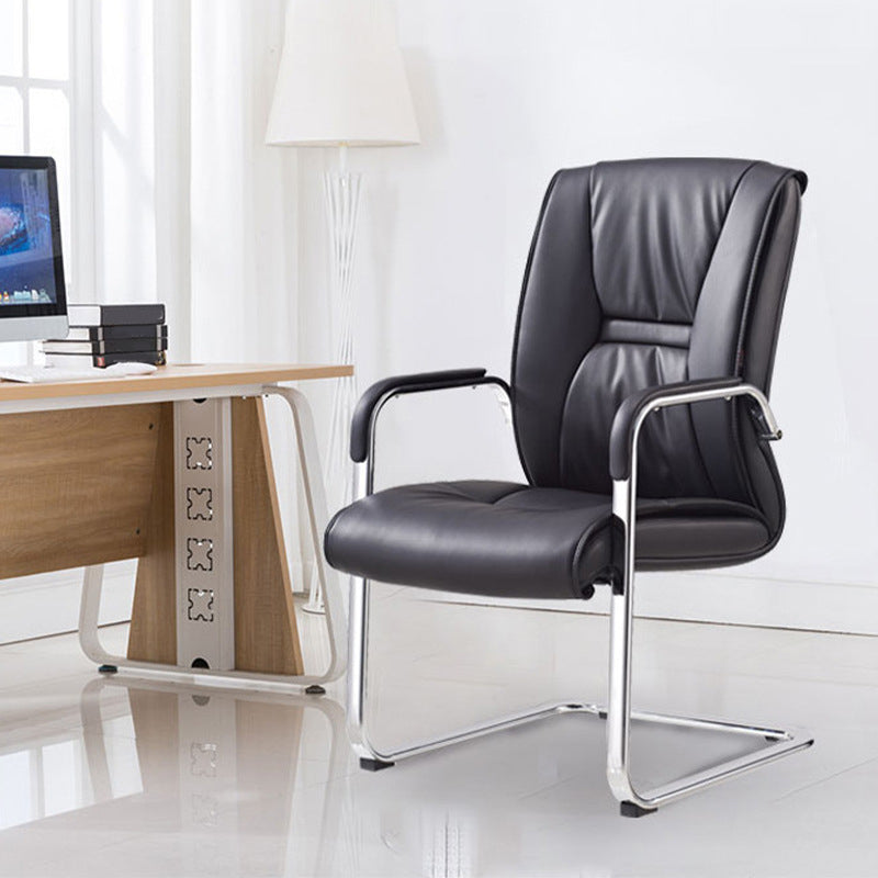 Silver Metal Modern Conference Chair High Back Leather Conference Chair Clearhalo 'furn' 'furn_office_chair' 'Furniture' 'furniture_office_chair' 'Office Chairs' 'Office Furniture' 'office_chair' 5011155