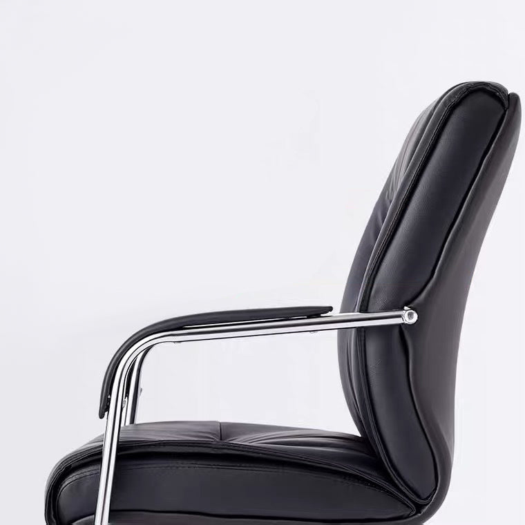 Silver Metal Modern Conference Chair High Back Leather Conference Chair Clearhalo 'furn' 'furn_office_chair' 'Furniture' 'furniture_office_chair' 'Office Chairs' 'Office Furniture' 'office_chair' 5011162
