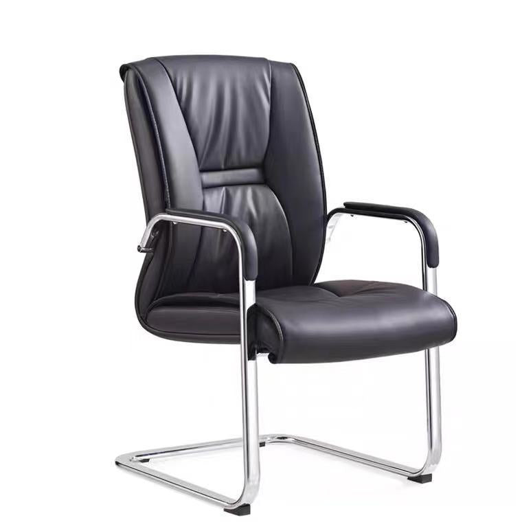 Silver Metal Modern Conference Chair High Back Leather Conference Chair Gloss Black 1 Piece Clearhalo 'furn' 'furn_office_chair' 'Furniture' 'furniture_office_chair' 'Office Chairs' 'Office Furniture' 'office_chair' 5011163