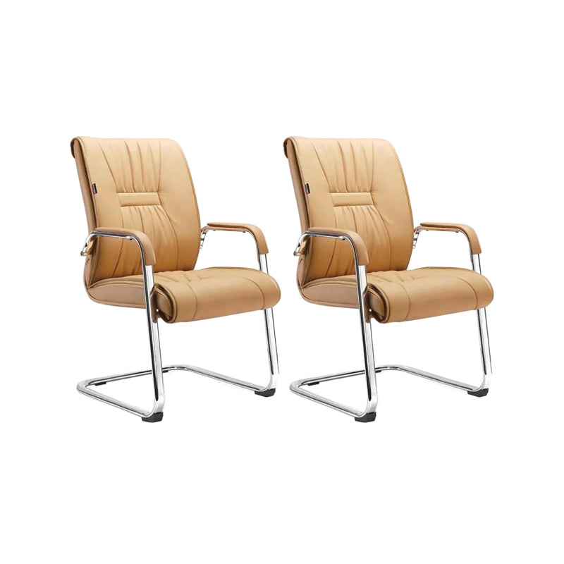Silver Metal Modern Conference Chair High Back Leather Conference Chair 2 Piece Set Clearhalo 'furn' 'furn_office_chair' 'Furniture' 'furniture_office_chair' 'Office Chairs' 'Office Furniture' 'office_chair' 5011164