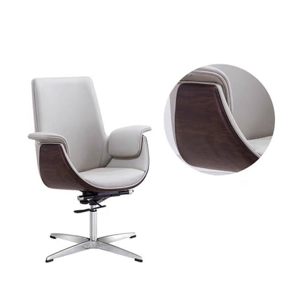 Modern Armless Swivel Chair with Chrome Frame Executive Height-adjustable Office Chair Grey Mid-Back (14-22 in.) Casters Not Included Clearhalo 'furn' 'furn_office_chair' 'Furniture' 'furniture_office_chair' 'Office Chairs' 'Office Furniture' 'office_chair' 5011182