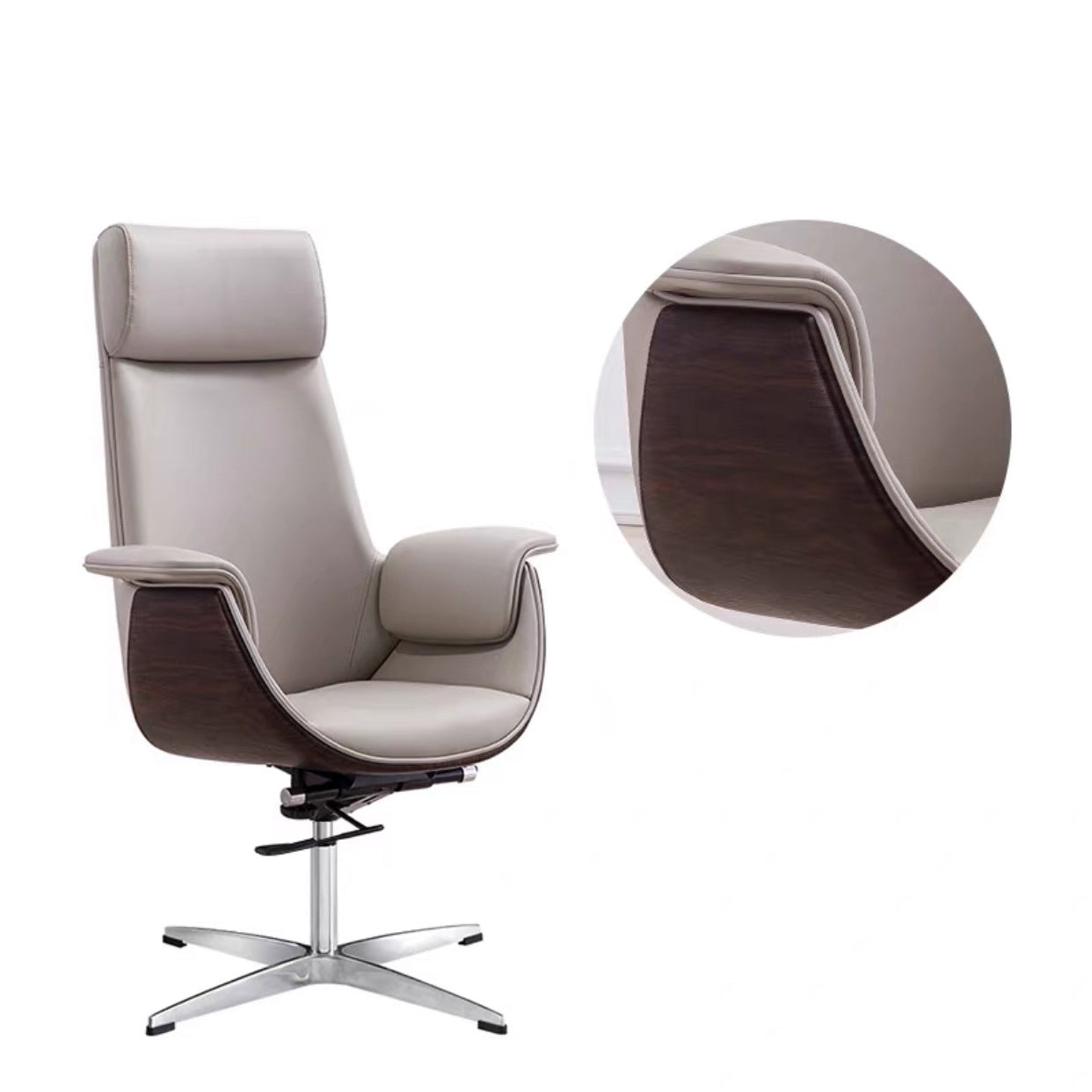 Modern Armless Swivel Chair with Chrome Frame Executive Height-adjustable Office Chair Grey High-Back (Over 22 in.) Casters Not Included Clearhalo 'furn' 'furn_office_chair' 'Furniture' 'furniture_office_chair' 'Office Chairs' 'Office Furniture' 'office_chair' 5011187