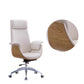 Modern Armless Swivel Chair with Chrome Frame Executive Height-adjustable Office Chair Off-White High-Back (Over 22 in.) Casters Included Clearhalo 'furn' 'furn_office_chair' 'Furniture' 'furniture_office_chair' 'Office Chairs' 'Office Furniture' 'office_chair' 5011192