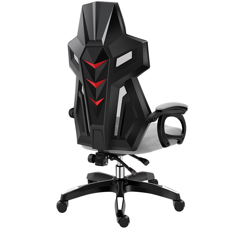 Modern Nylon Frame Gaming Chair Swivel Computer Desk Chair with Padded Arms Grey Without Footrest Clearhalo 'furn' 'furn_office_chair' 'Furniture' 'furniture_office_chair' 'Office Chairs' 'Office Furniture' 'office_chair' 5011203