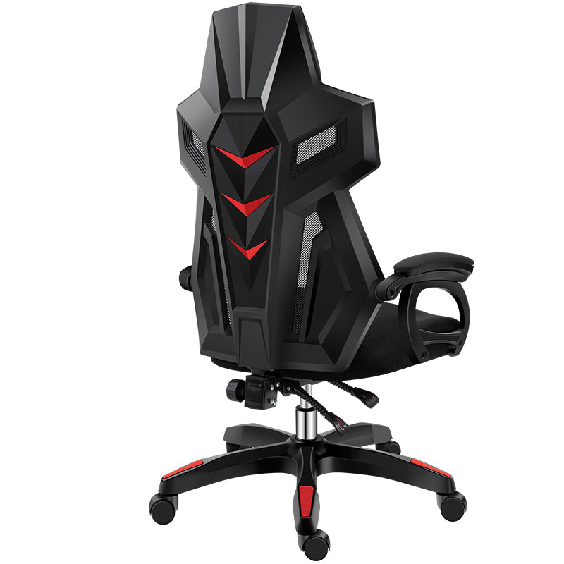 Modern Nylon Frame Gaming Chair Swivel Computer Desk Chair with Padded Arms Gloss Black Without Footrest Clearhalo 'furn' 'furn_office_chair' 'Furniture' 'furniture_office_chair' 'Office Chairs' 'Office Furniture' 'office_chair' 5011204