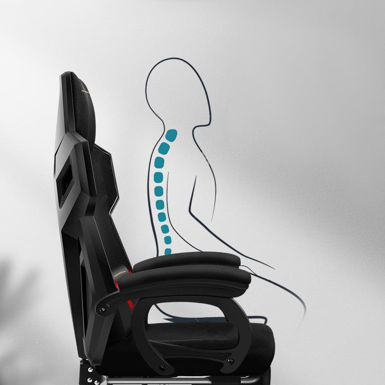 Modern Nylon Frame Gaming Chair Swivel Computer Desk Chair with Padded Arms Clearhalo 'furn' 'furn_office_chair' 'Furniture' 'furniture_office_chair' 'Office Chairs' 'Office Furniture' 'office_chair' 5011209