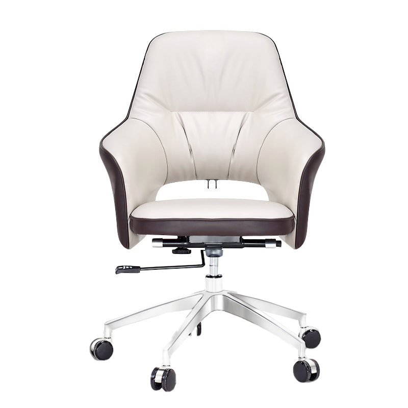 Chrome Metal Base Contemporary Office Chair Adjustable Task Chair with Wheels Mid-Back (14-22 in.) Clearhalo 'furn' 'furn_office_chair' 'Furniture' 'furniture_office_chair' 'Office Chairs' 'Office Furniture' 'office_chair' 5011217