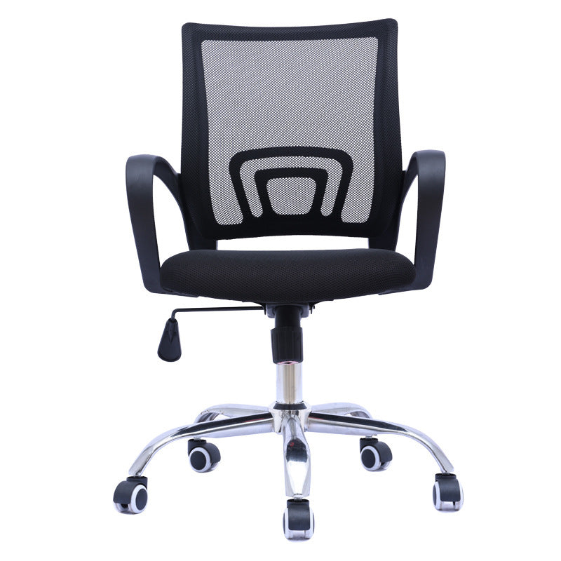 Mid Back Mesh Desk Chair Ergonomic Fixed Arms Chair with Wheels Black 1 Piece Clearhalo 'furn' 'furn_office_chair' 'Furniture' 'furniture_office_chair' 'Office Chairs' 'Office Furniture' 'office_chair' 5011231