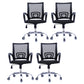 Mid Back Mesh Desk Chair Ergonomic Fixed Arms Chair with Wheels Black 4 Piece Set Clearhalo 'furn' 'furn_office_chair' 'Furniture' 'furniture_office_chair' 'Office Chairs' 'Office Furniture' 'office_chair' 5011235