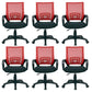 Mid Back Mesh Desk Chair Ergonomic Fixed Arms Chair with Wheels Red-Black 6 Piece Set Clearhalo 'furn' 'furn_office_chair' 'Furniture' 'furniture_office_chair' 'Office Chairs' 'Office Furniture' 'office_chair' 5011244