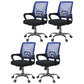 Mid Back Mesh Desk Chair Ergonomic Fixed Arms Chair with Wheels Blue-Black 4 Piece Set Clearhalo 'furn' 'furn_office_chair' 'Furniture' 'furniture_office_chair' 'Office Chairs' 'Office Furniture' 'office_chair' 5011247