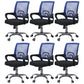 Mid Back Mesh Desk Chair Ergonomic Fixed Arms Chair with Wheels Blue-Black 6 Piece Set Clearhalo 'furn' 'furn_office_chair' 'Furniture' 'furniture_office_chair' 'Office Chairs' 'Office Furniture' 'office_chair' 5011248
