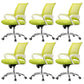 Mid Back Mesh Desk Chair Ergonomic Fixed Arms Chair with Wheels White-Green 6 Piece Set Clearhalo 'furn' 'furn_office_chair' 'Furniture' 'furniture_office_chair' 'Office Chairs' 'Office Furniture' 'office_chair' 5011252