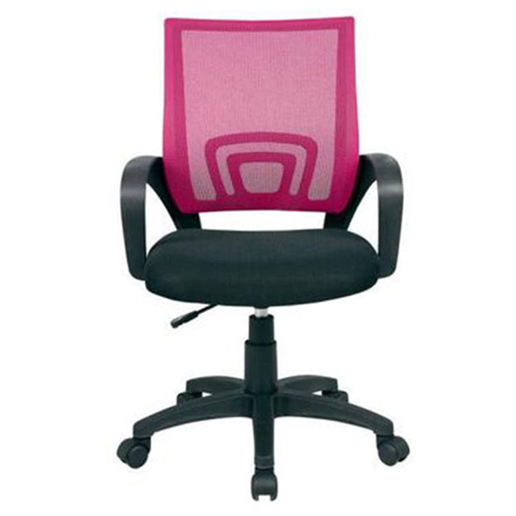 Mid Back Mesh Desk Chair Ergonomic Fixed Arms Chair with Wheels Pink Black 1 Piece Clearhalo 'furn' 'furn_office_chair' 'Furniture' 'furniture_office_chair' 'Office Chairs' 'Office Furniture' 'office_chair' 5011253