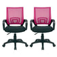 Mid Back Mesh Desk Chair Ergonomic Fixed Arms Chair with Wheels Pink Black 2 Piece Set Clearhalo 'furn' 'furn_office_chair' 'Furniture' 'furniture_office_chair' 'Office Chairs' 'Office Furniture' 'office_chair' 5011254