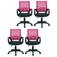 Mid Back Mesh Desk Chair Ergonomic Fixed Arms Chair with Wheels Pink Black 4 Piece Set Clearhalo 'furn' 'furn_office_chair' 'Furniture' 'furniture_office_chair' 'Office Chairs' 'Office Furniture' 'office_chair' 5011255