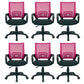 Mid Back Mesh Desk Chair Ergonomic Fixed Arms Chair with Wheels Pink Black 6 Piece Set Clearhalo 'furn' 'furn_office_chair' 'Furniture' 'furniture_office_chair' 'Office Chairs' 'Office Furniture' 'office_chair' 5011256