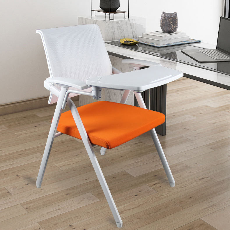 Mid Back Conference Chair with Arms White Metal Frame Modern Computer Office Chair Clearhalo 'furn' 'furn_office_chair' 'Furniture' 'furniture_office_chair' 'Office Chairs' 'Office Furniture' 'office_chair' 5011262