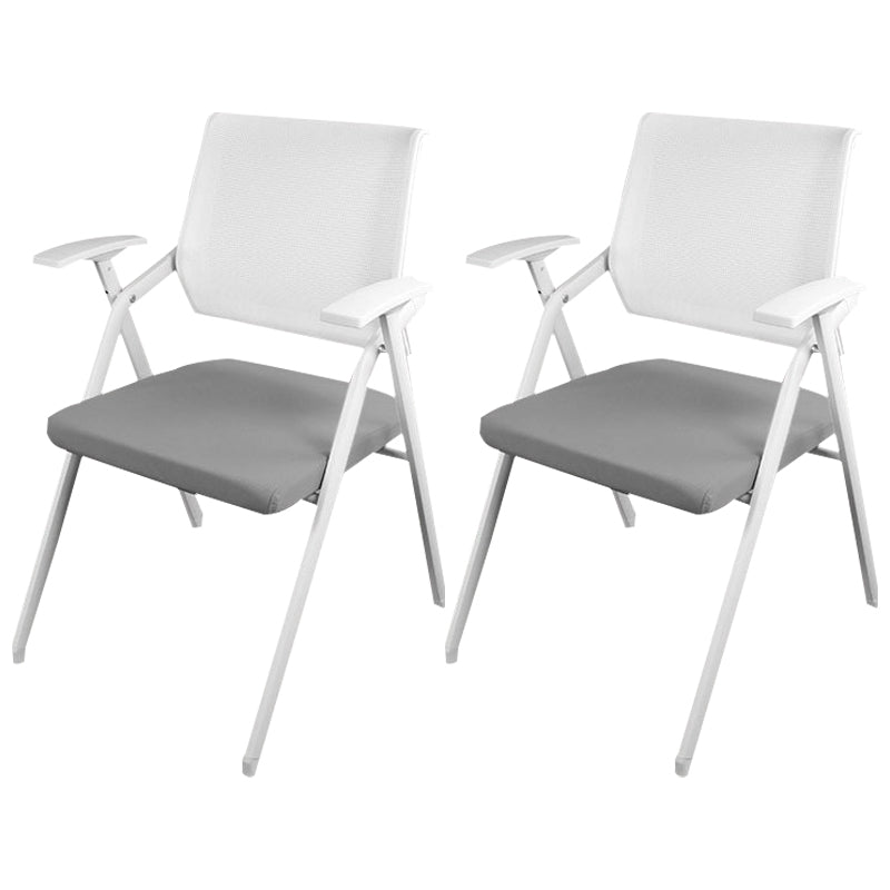 Mid Back Conference Chair with Arms White Metal Frame Modern Computer Office Chair Grey Without Writing Pad 2 Piece Set Clearhalo 'furn' 'furn_office_chair' 'Furniture' 'furniture_office_chair' 'Office Chairs' 'Office Furniture' 'office_chair' 5011263