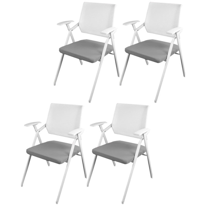 Mid Back Conference Chair with Arms White Metal Frame Modern Computer Office Chair Grey Without Writing Pad 4 Piece Set Clearhalo 'furn' 'furn_office_chair' 'Furniture' 'furniture_office_chair' 'Office Chairs' 'Office Furniture' 'office_chair' 5011264
