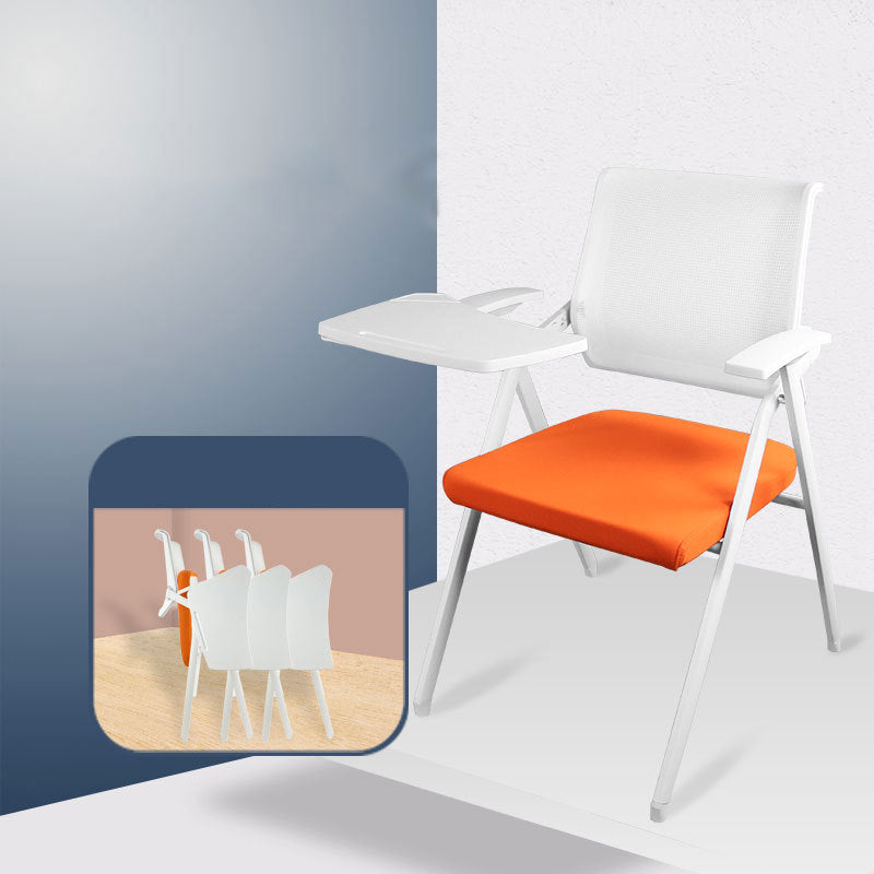 Mid Back Conference Chair with Arms White Metal Frame Modern Computer Office Chair Clearhalo 'furn' 'furn_office_chair' 'Furniture' 'furniture_office_chair' 'Office Chairs' 'Office Furniture' 'office_chair' 5011265