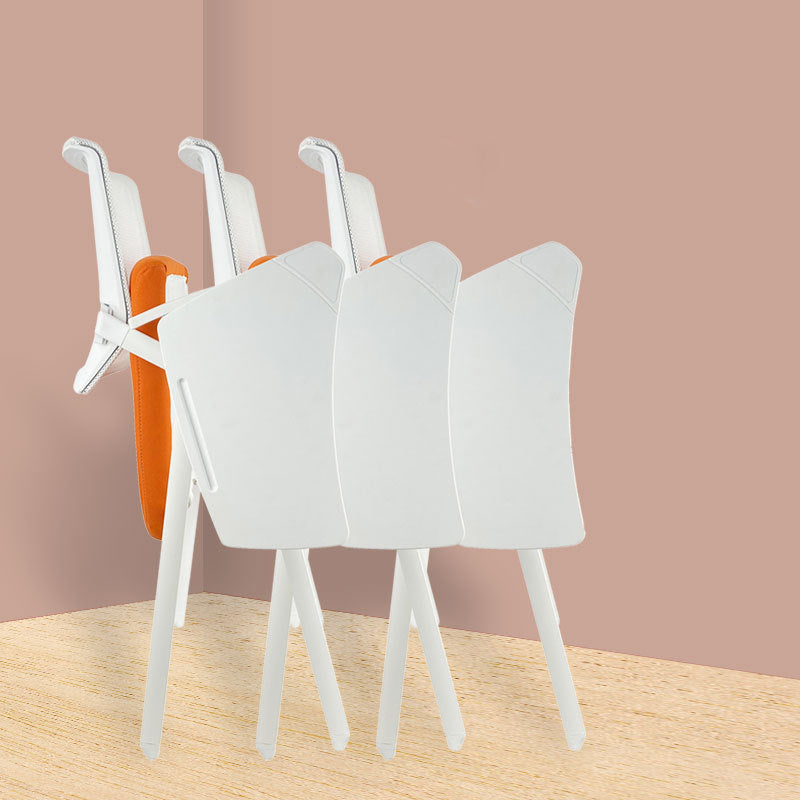 Mid Back Conference Chair with Arms White Metal Frame Modern Computer Office Chair Clearhalo 'furn' 'furn_office_chair' 'Furniture' 'furniture_office_chair' 'Office Chairs' 'Office Furniture' 'office_chair' 5011266